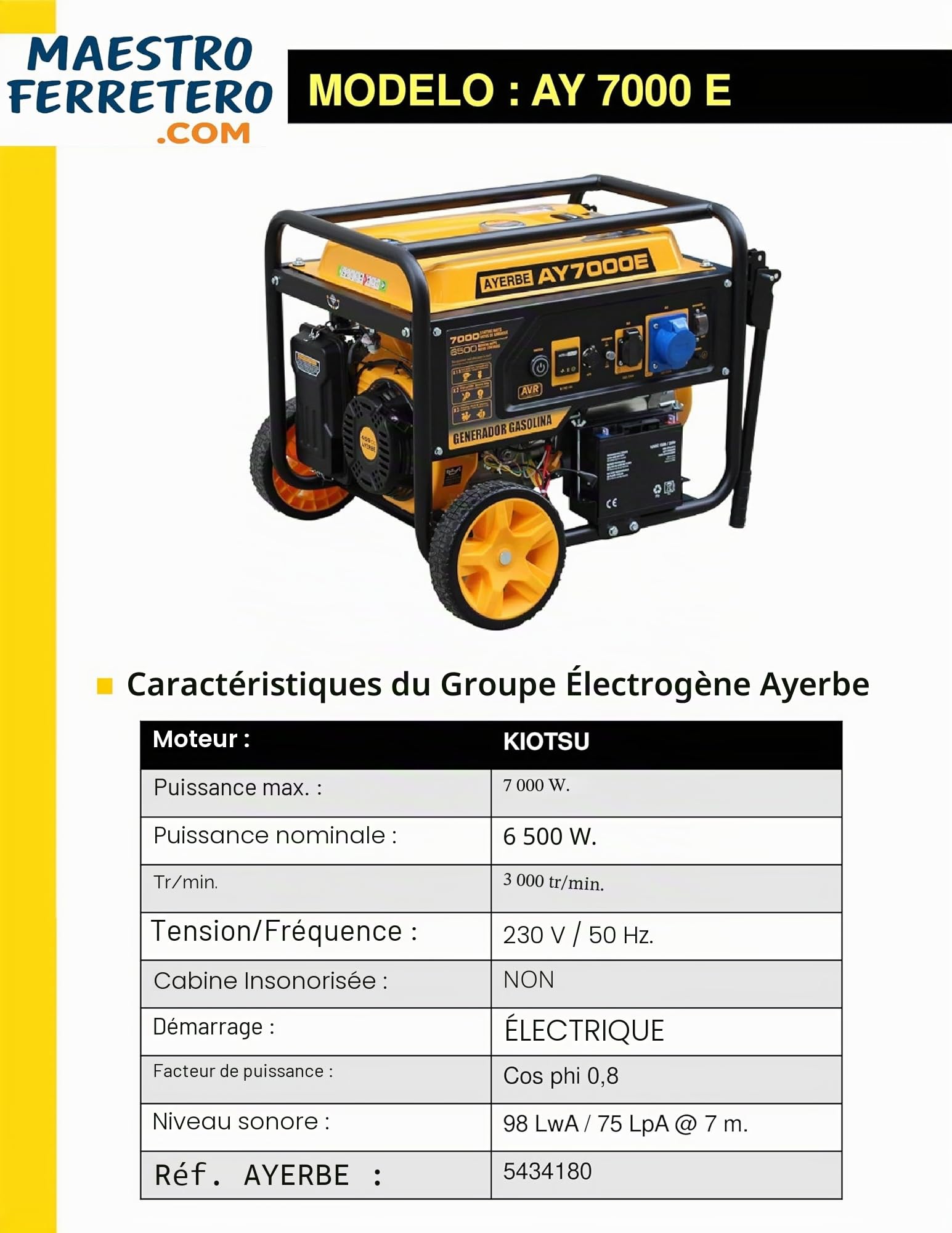 maestro-ferretero-7000e-groupe-lectrog-ne-essence-7000w image 1