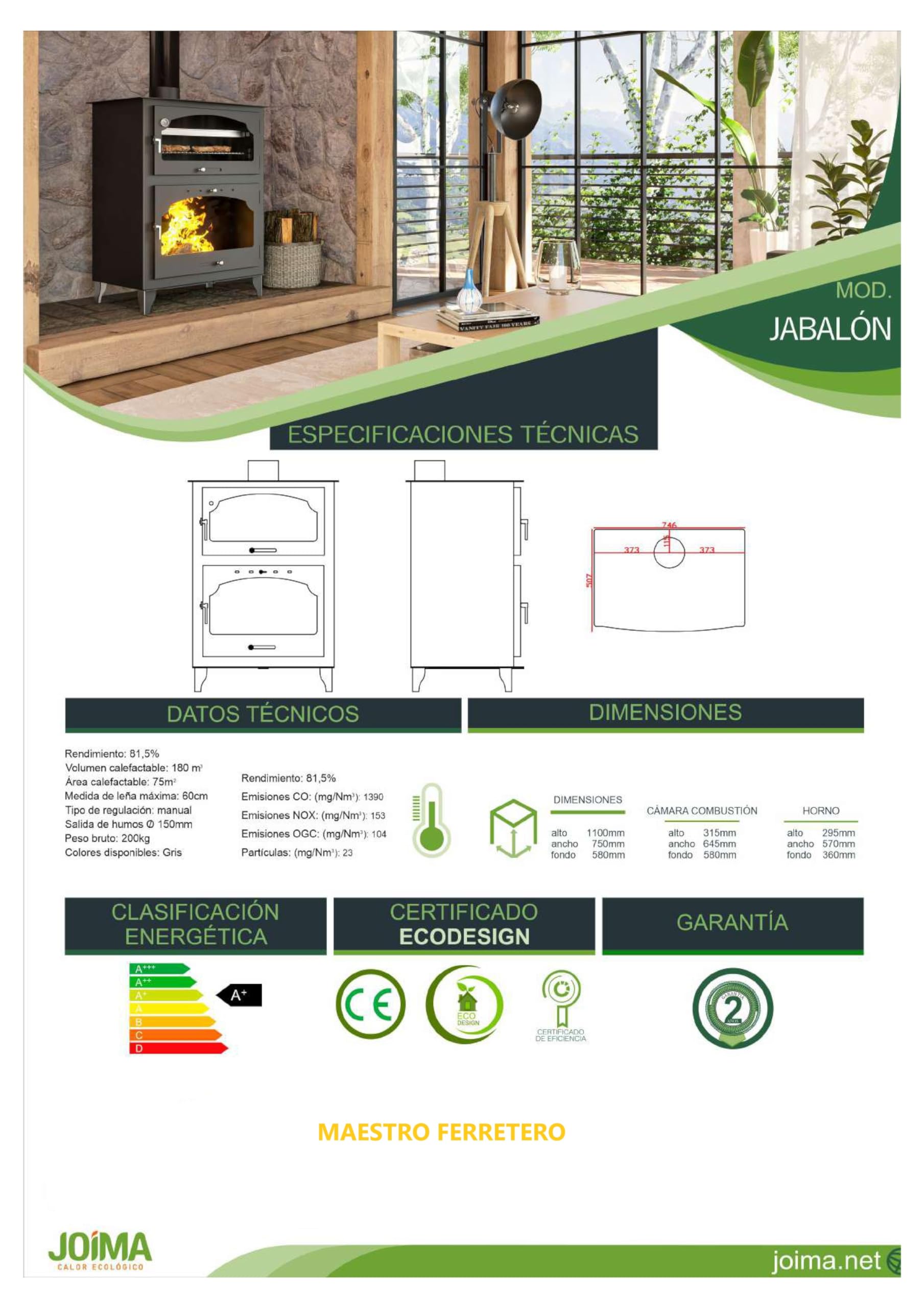 joima-jabalon-oven-9-kw-po-le-bois-avec-four-75-m2 image 6