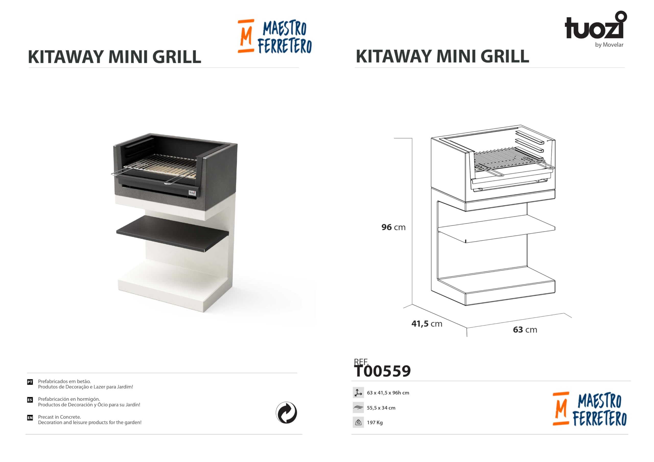 tuozi-kitaway-mini-grill-barbecue-compact-gris-blanc-balcon image 5