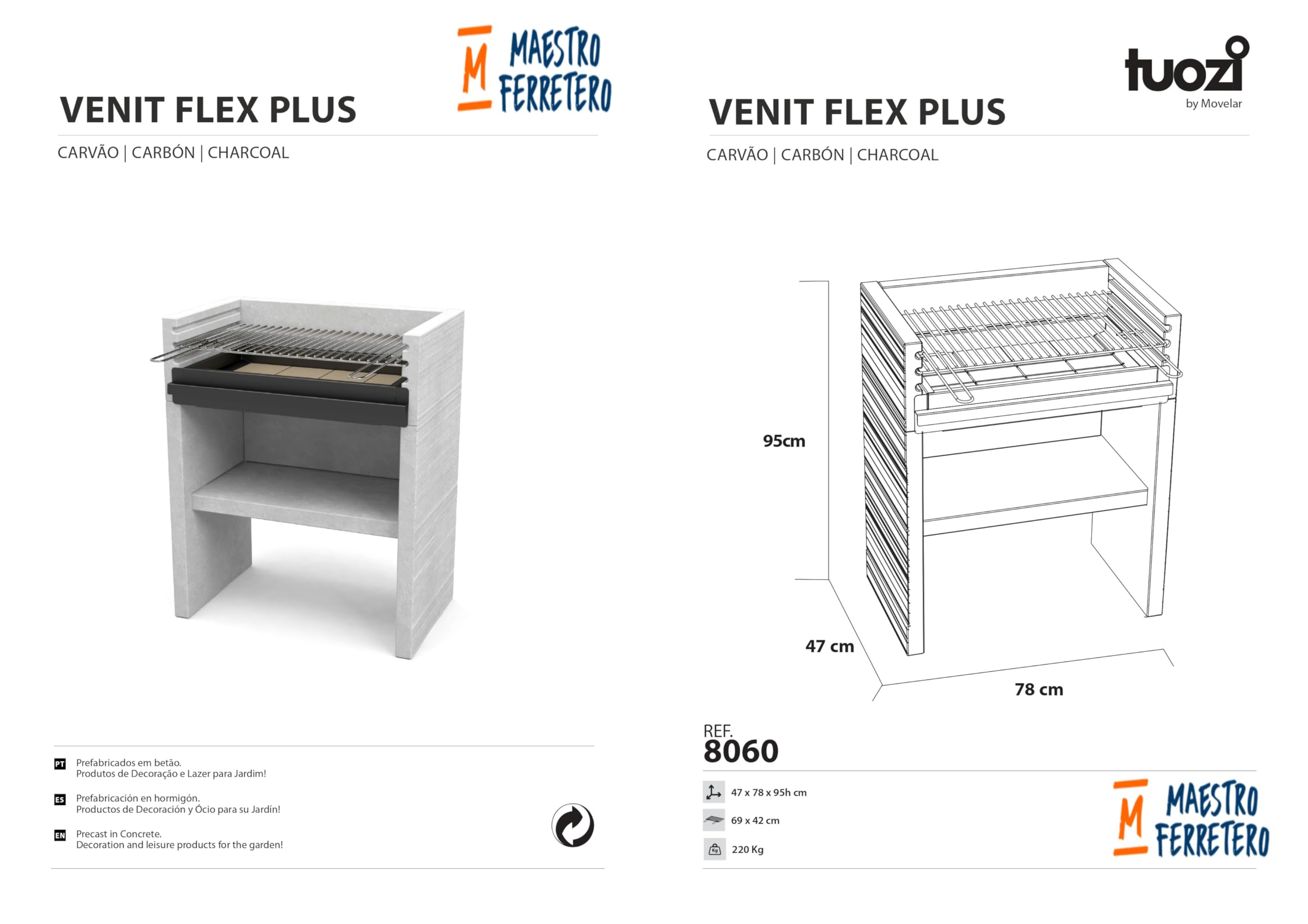tuozi-venit-flex-8060-barbecue-fixe-charbon-gris-blanc image 6