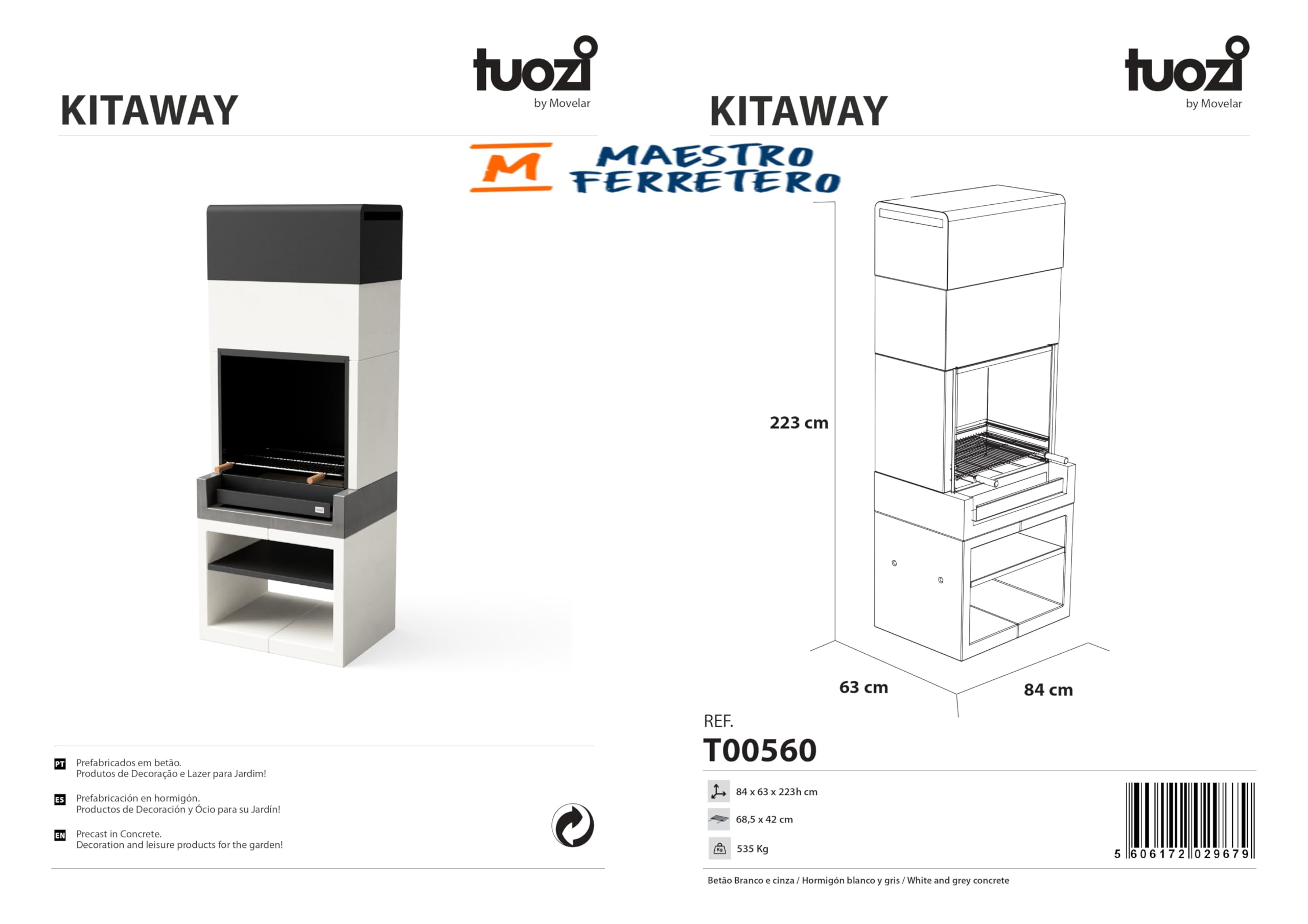 tuozi-kitaway-barbecue-bois-charbon-gris-blanc-grande-grille image 2