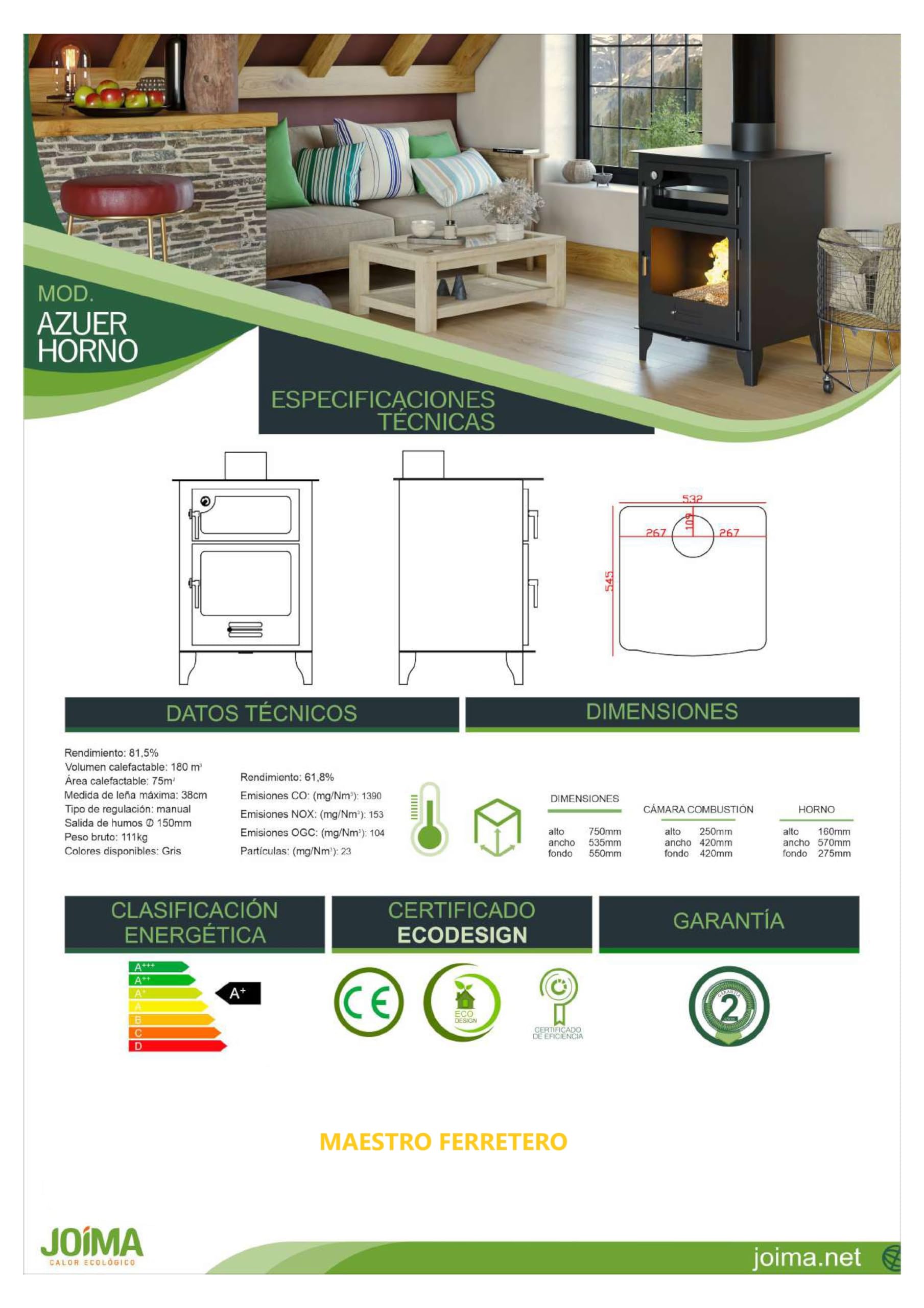 maestro-azuer-oven-8-kw-po-le-bois-avec-four-75-m2 image 7
